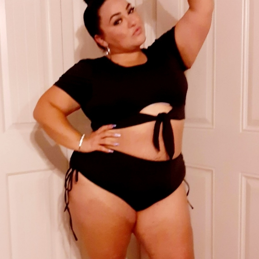 2 piece black swim suit